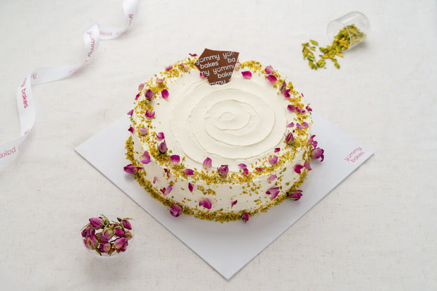 Pistachio Rose Cake, whole