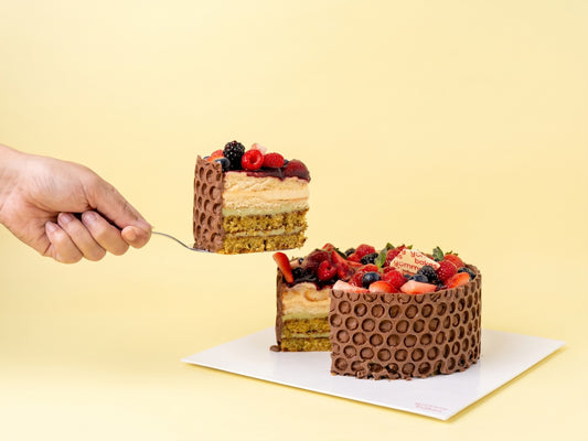 Royal Brulee Cake sliced, Yummy Bakes Dubai
