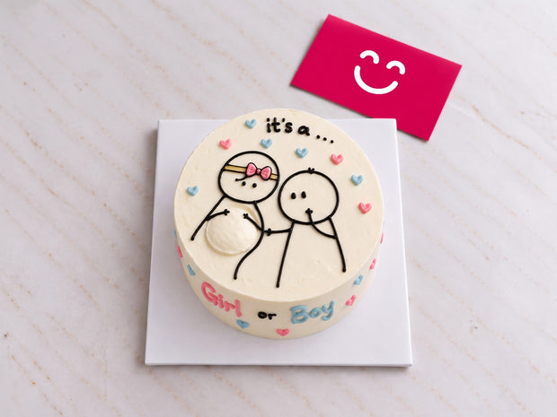 He or she gender reveal cream cake